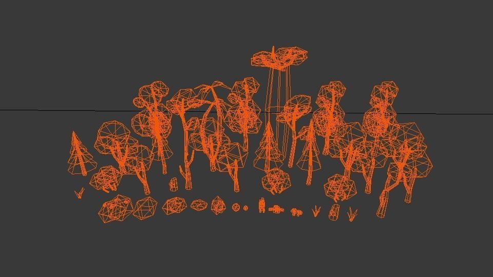 Lowpoly nature collection 2 trees in style Free low-poly 3D model_8