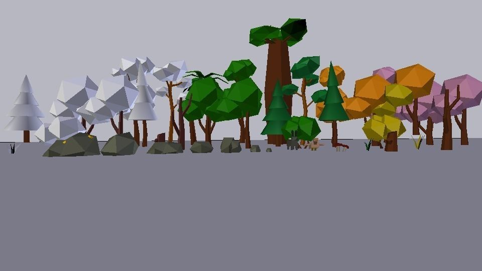 Lowpoly nature collection 2 trees in style Free low-poly 3D model_7