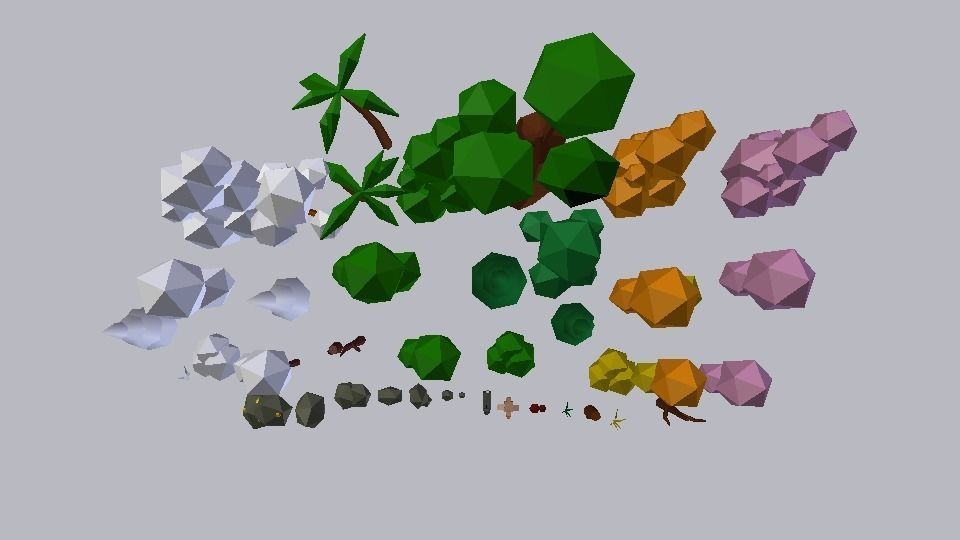 Lowpoly nature collection 2 trees in style Free low-poly 3D model_4