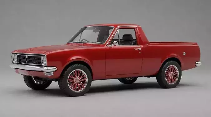Classic Metallic Red Vintage Utility Pickup Truck 3D model 6