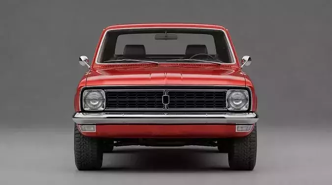 Classic Metallic Red Vintage Utility Pickup Truck 3D model 4
