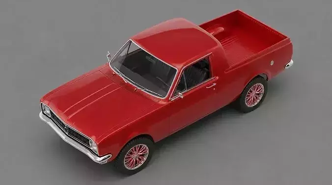 Classic Metallic Red Vintage Utility Pickup Truck 3D model 7