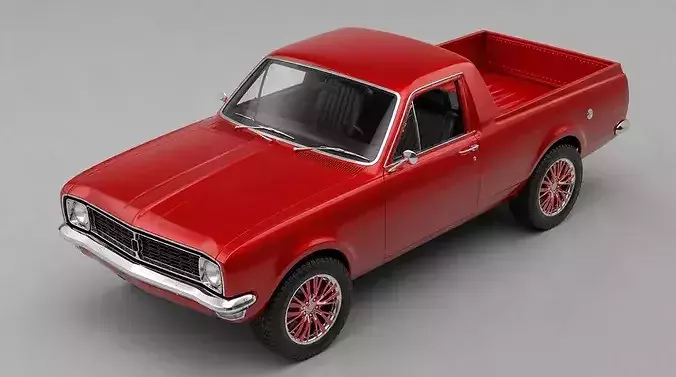 Classic Metallic Red Vintage Utility Pickup Truck 3D model 3