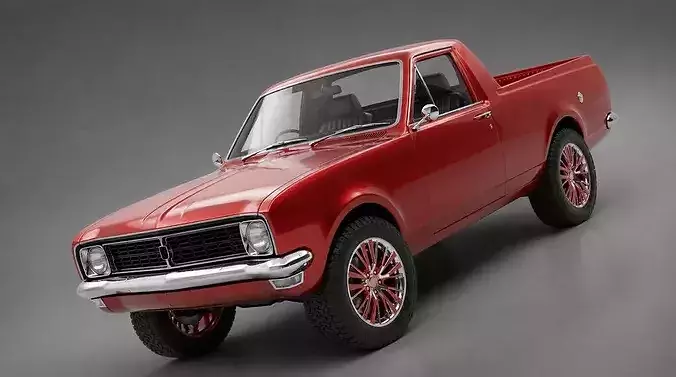 Classic Metallic Red Vintage Utility Pickup Truck 3D model
