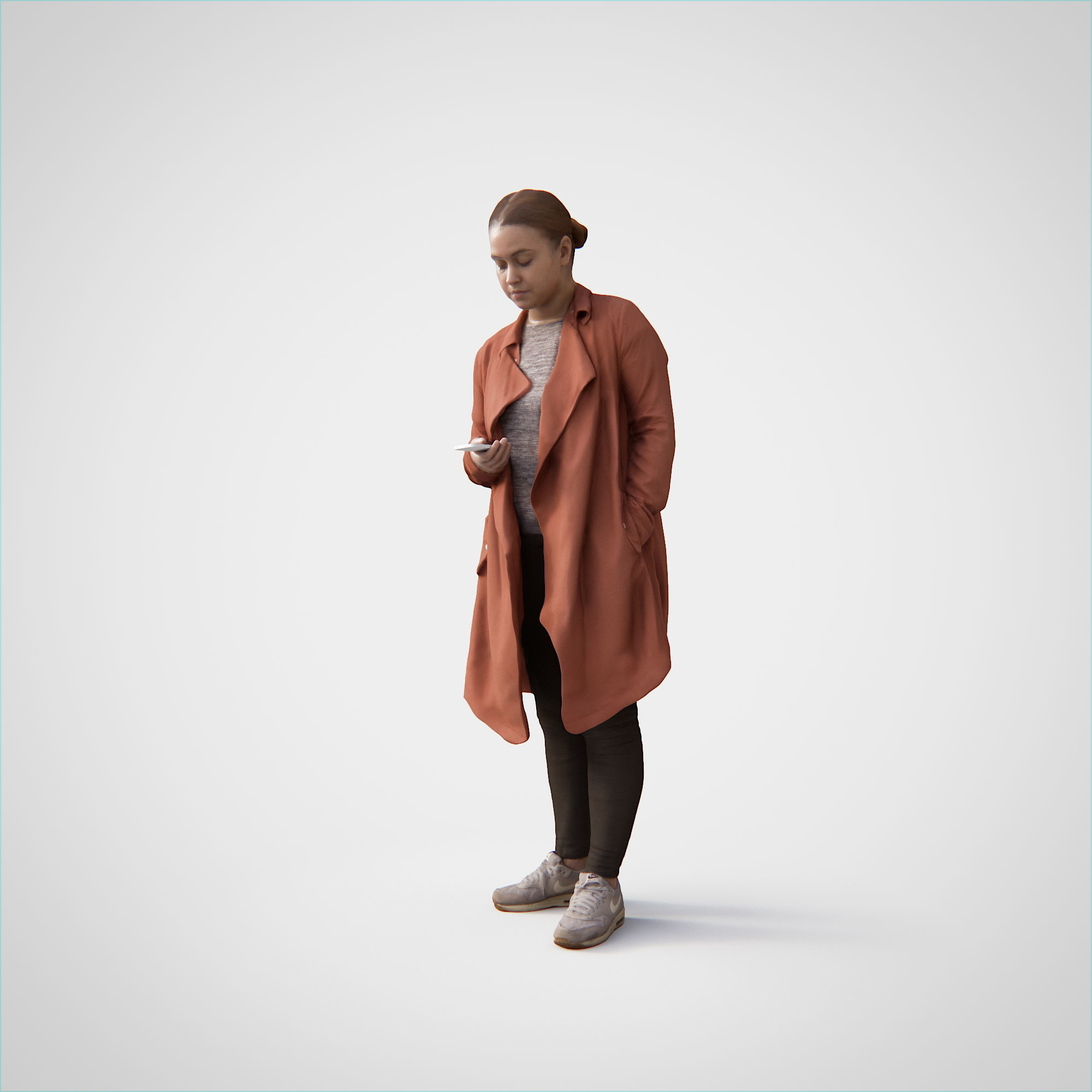 Laura 02 Woman posed standing with phone 3D model_7