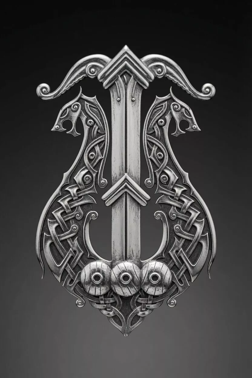 Viking Lyre Pendant Yggdrasil and Drakkar 3D print model
