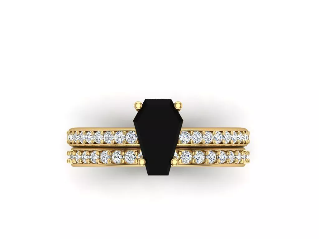 Spade Cut Diamond Engagement Ring SET 3D print model