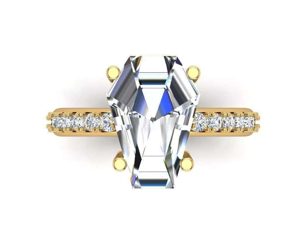 Spade Cut Diamond Solitaire Ring 3D print model