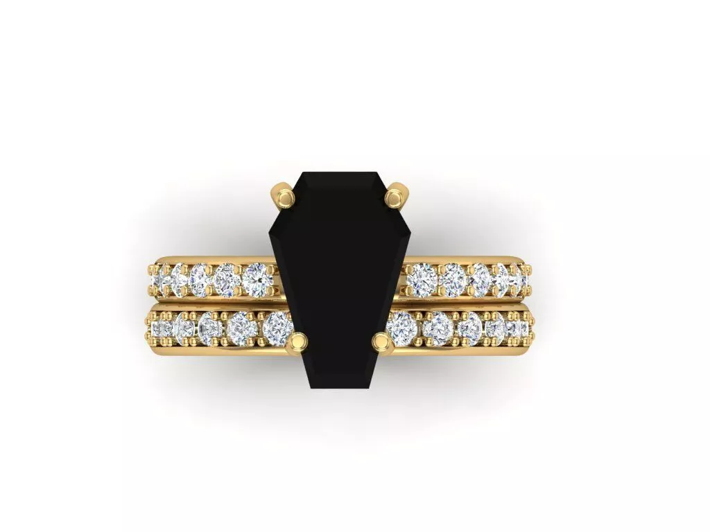 Spade Cut Engagement Ring SET 3D print model