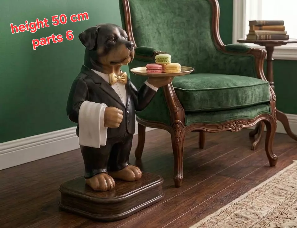 Dapper Rottweiler Butler Statue Valet Tray Home Decor Key Holder 3D print model