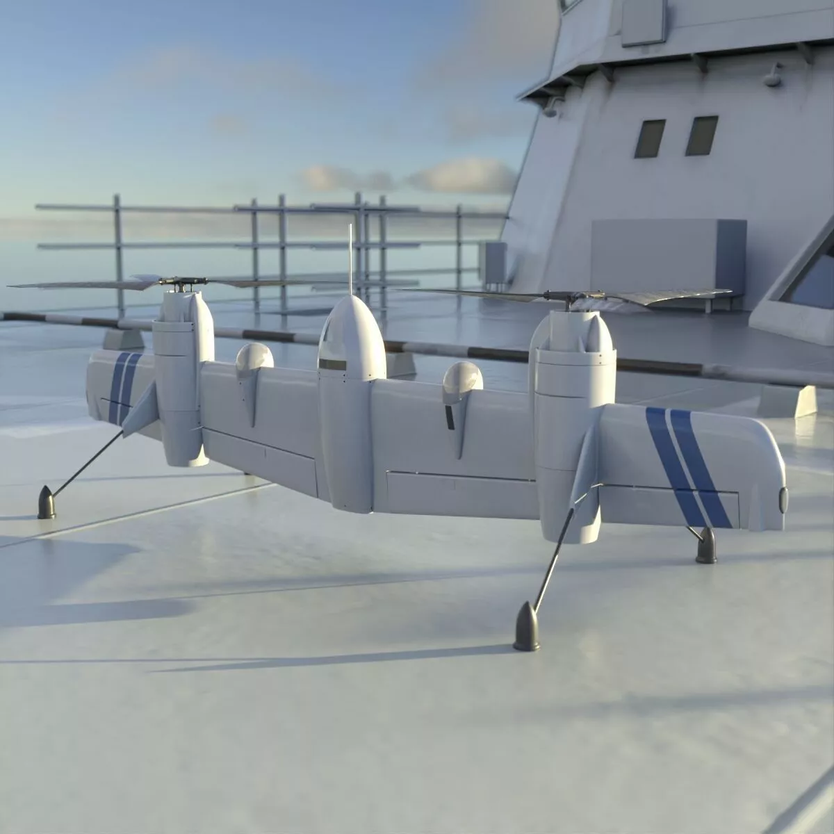 Sikorsky Experimental Tiltrotor Drone White Rigged for Cinema 4D 3D model
