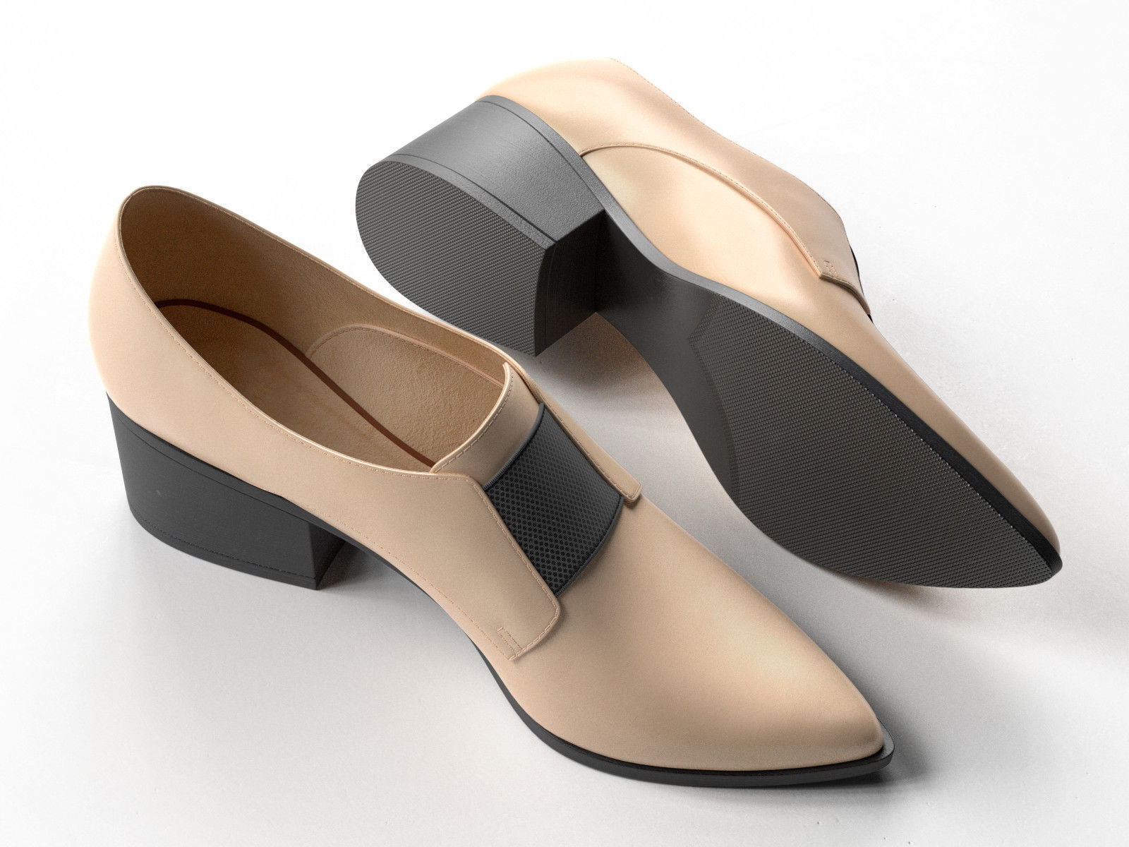 Socially Pointed Loafer Heels 3D model_1