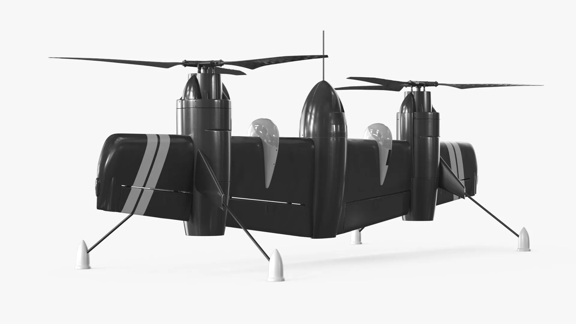 Prototype UAV Rotor Wing Technology Black Rigged for Cinema 4D 3D model