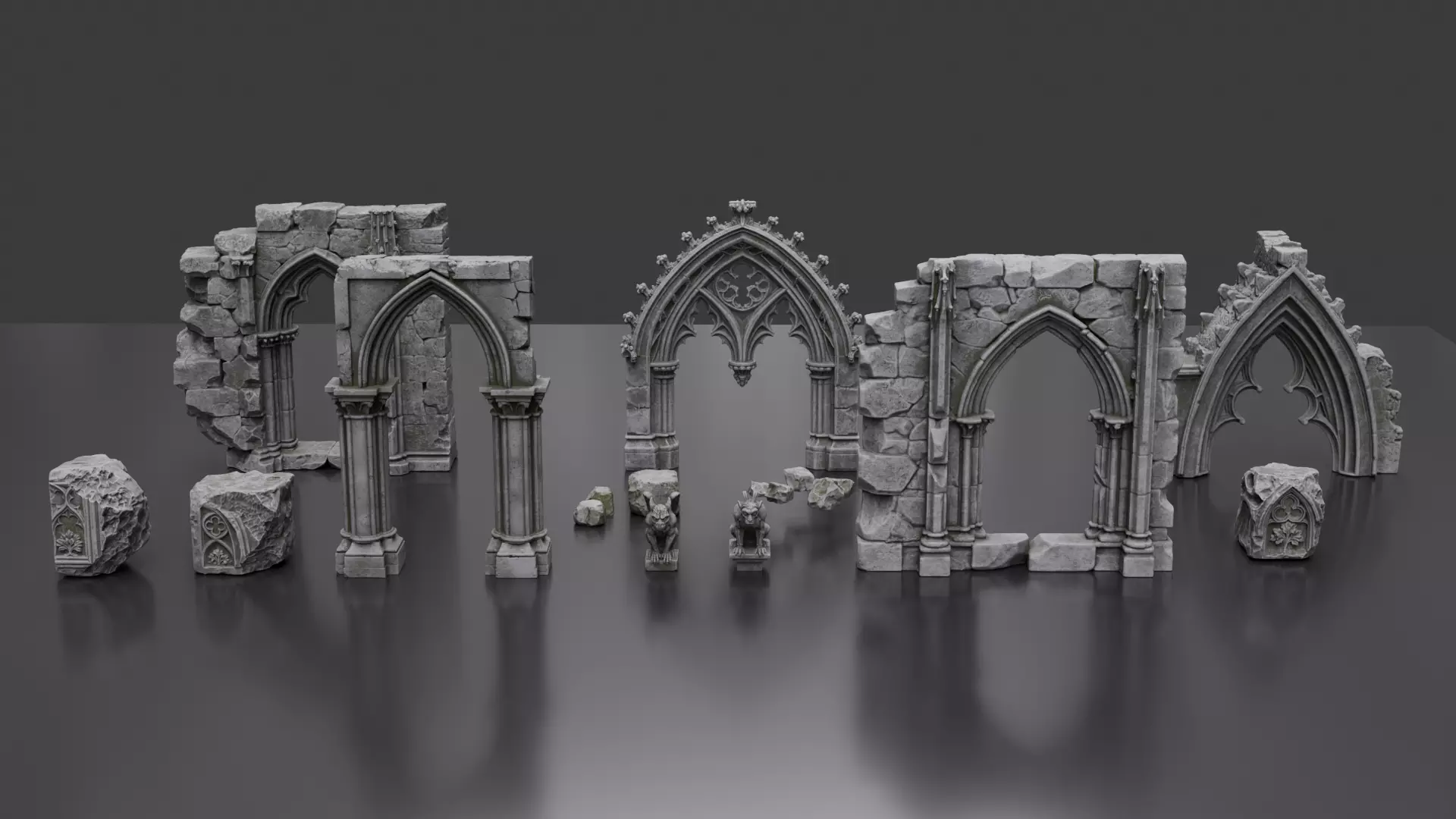 Gothic Ruins Modular Asset Pack 3D model