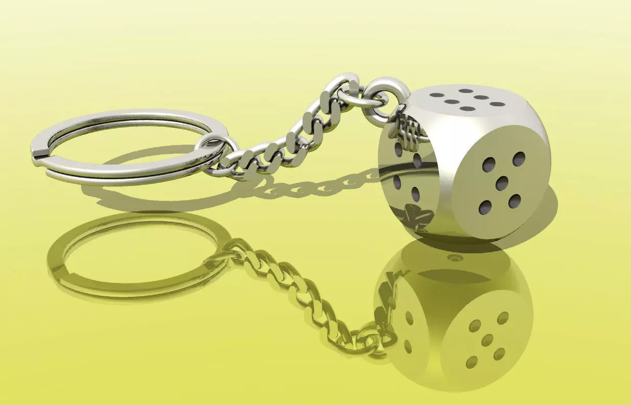 Dice Key Chain Ring 3D print model