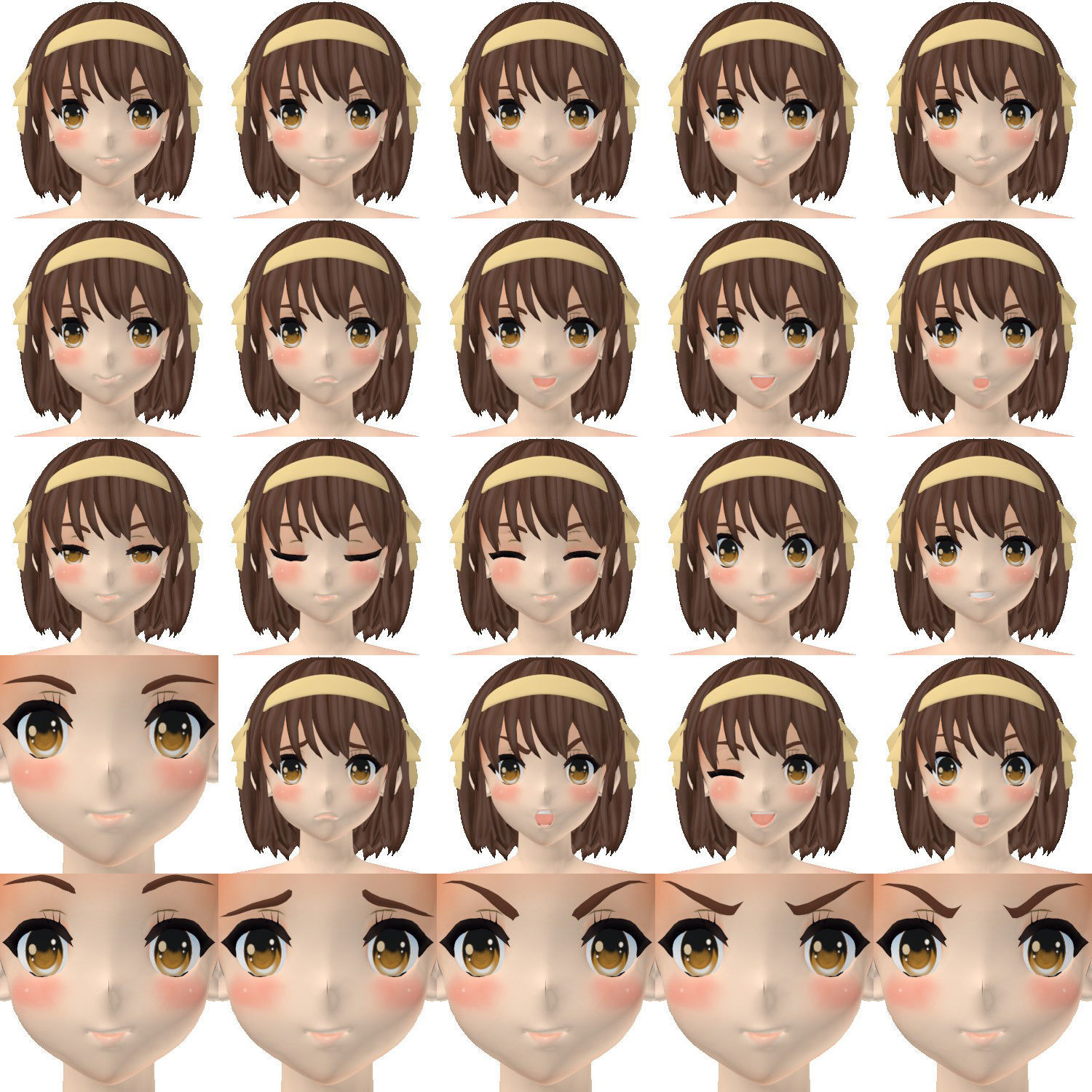 T pose rigged model of Haruhi anime girl 3D model_2