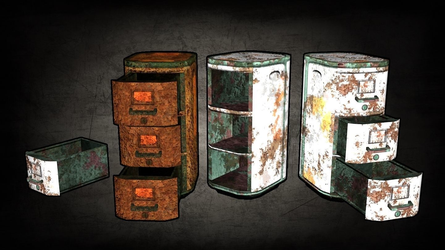 Post-Apocalyptic Office Assets Low-poly 3D model_5