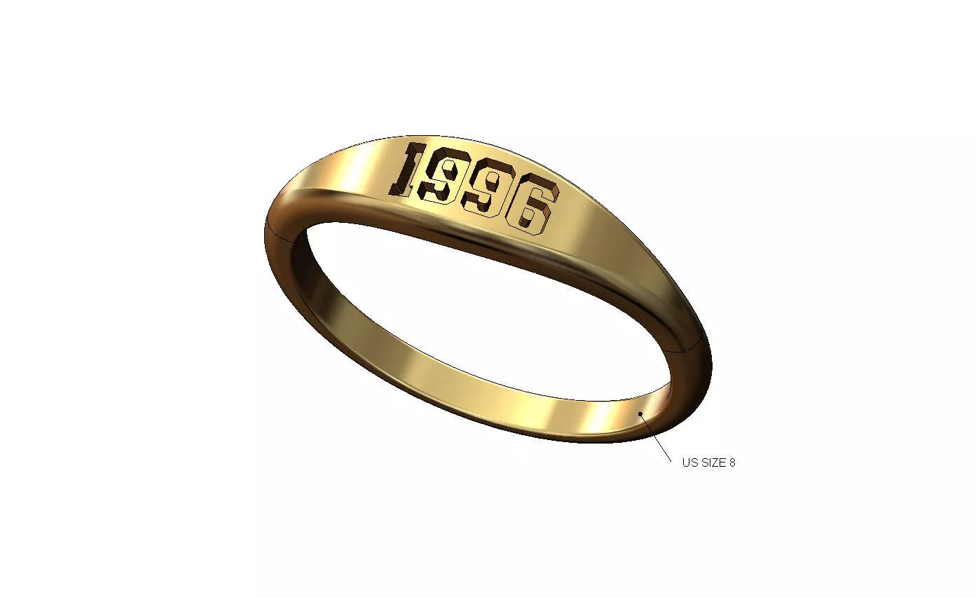 1996 class birth year date signet ring US size 8 3D print model