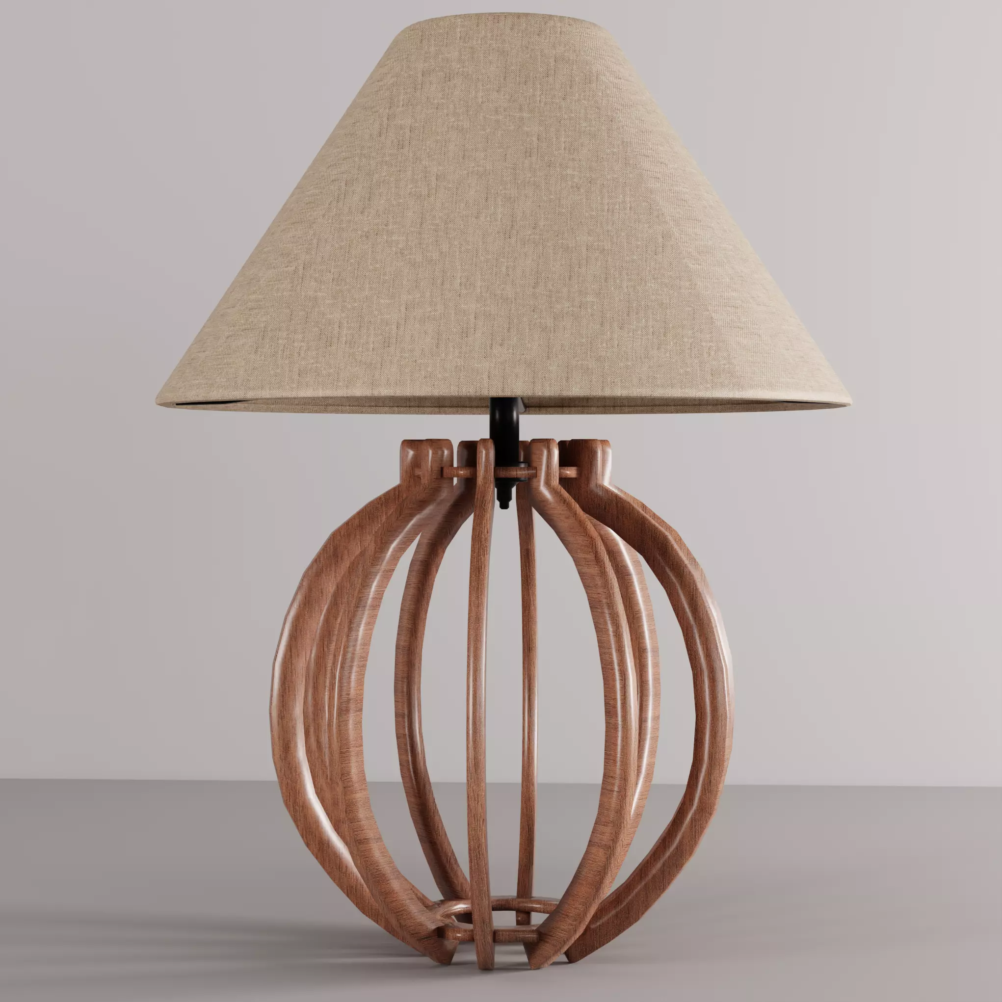 Modern Wooden Table Lamp - PBR Textured 3D Model Free low-poly 3D model