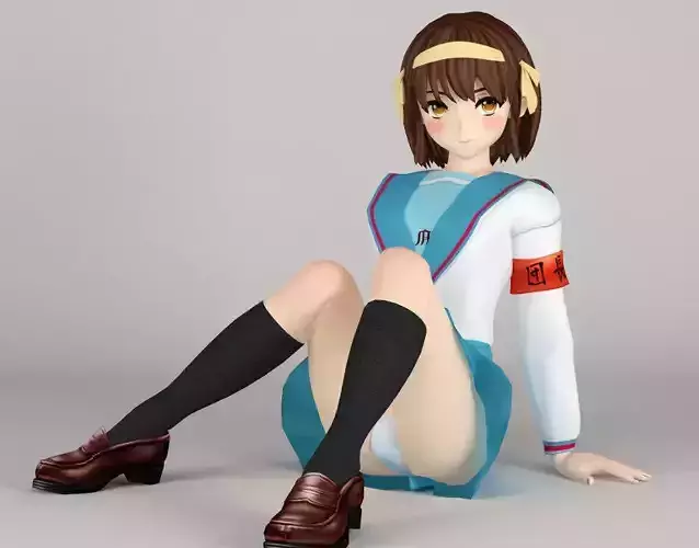 Haruhi anime girl pose 2 3D model