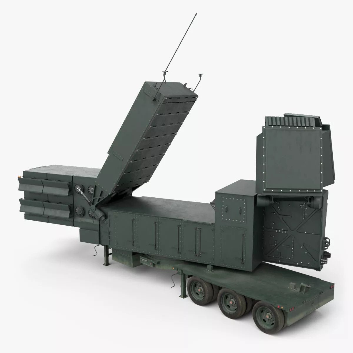 Field Radar Unit Dark Green Dusty Rigged 3D model