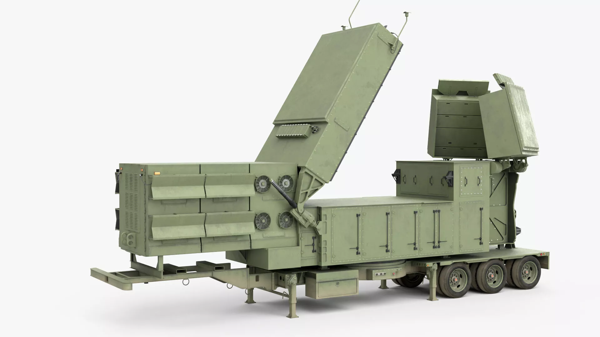 Long Range Surveillance Radar Platform Deployed Rigged 3D model