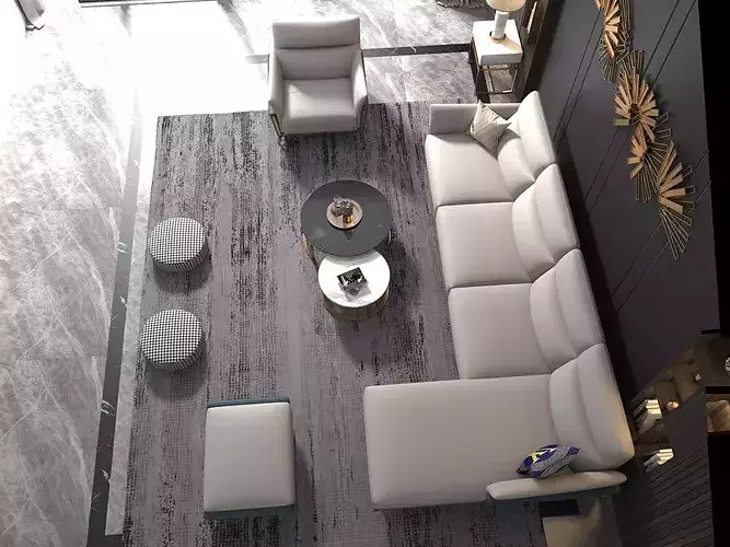 Modern Sectional Sofa set Living Room Furniture Set 3D model 5