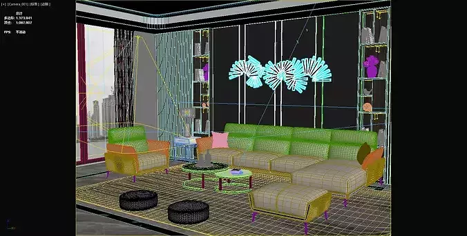Modern Sectional Sofa set Living Room Furniture Set 3D model 7