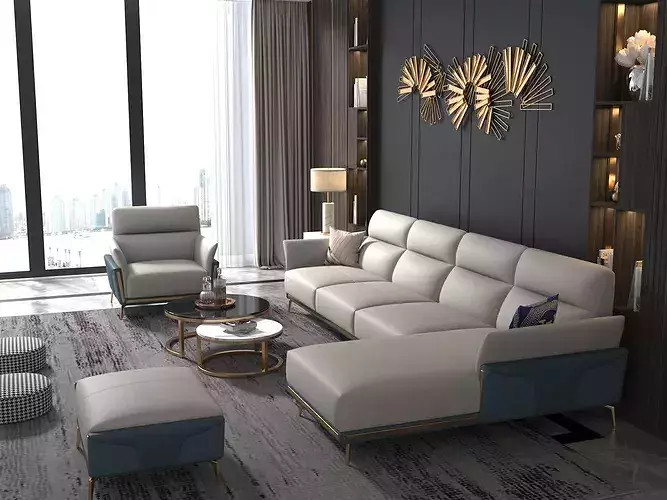 Modern Sectional Sofa set Living Room Furniture Set 3D model 4