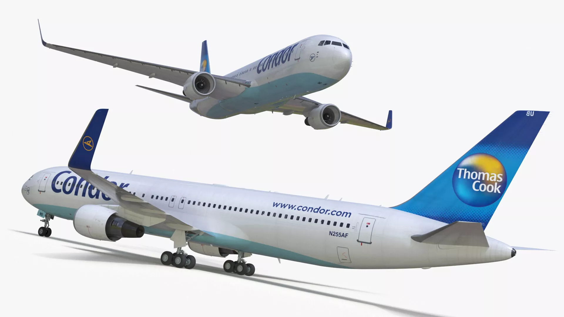Condor Airlines Boeing 767 Airliner Rigged for Cinema 4D 3D model