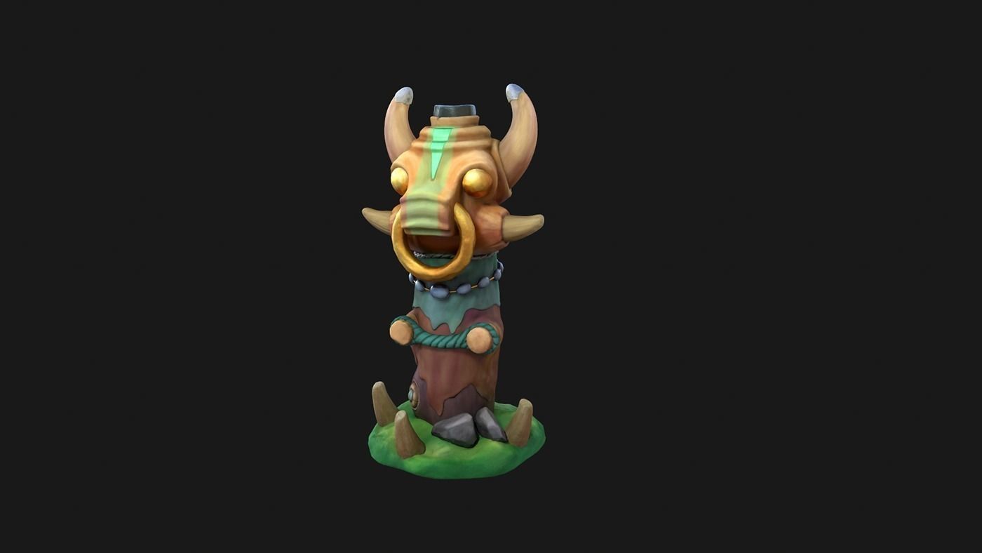 totem pole with horns 3D model_1