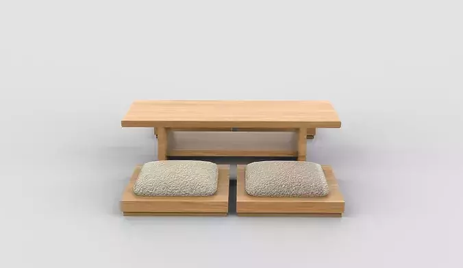 Japanese low table 3D model 3