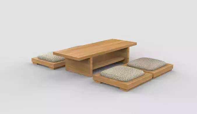 Japanese low table 3D model 2