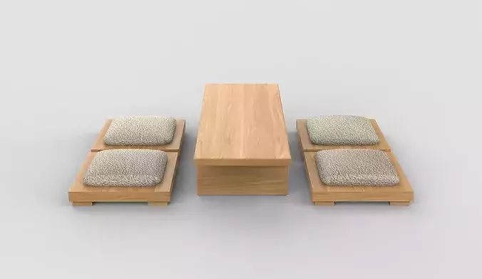 Japanese low table 3D model 4