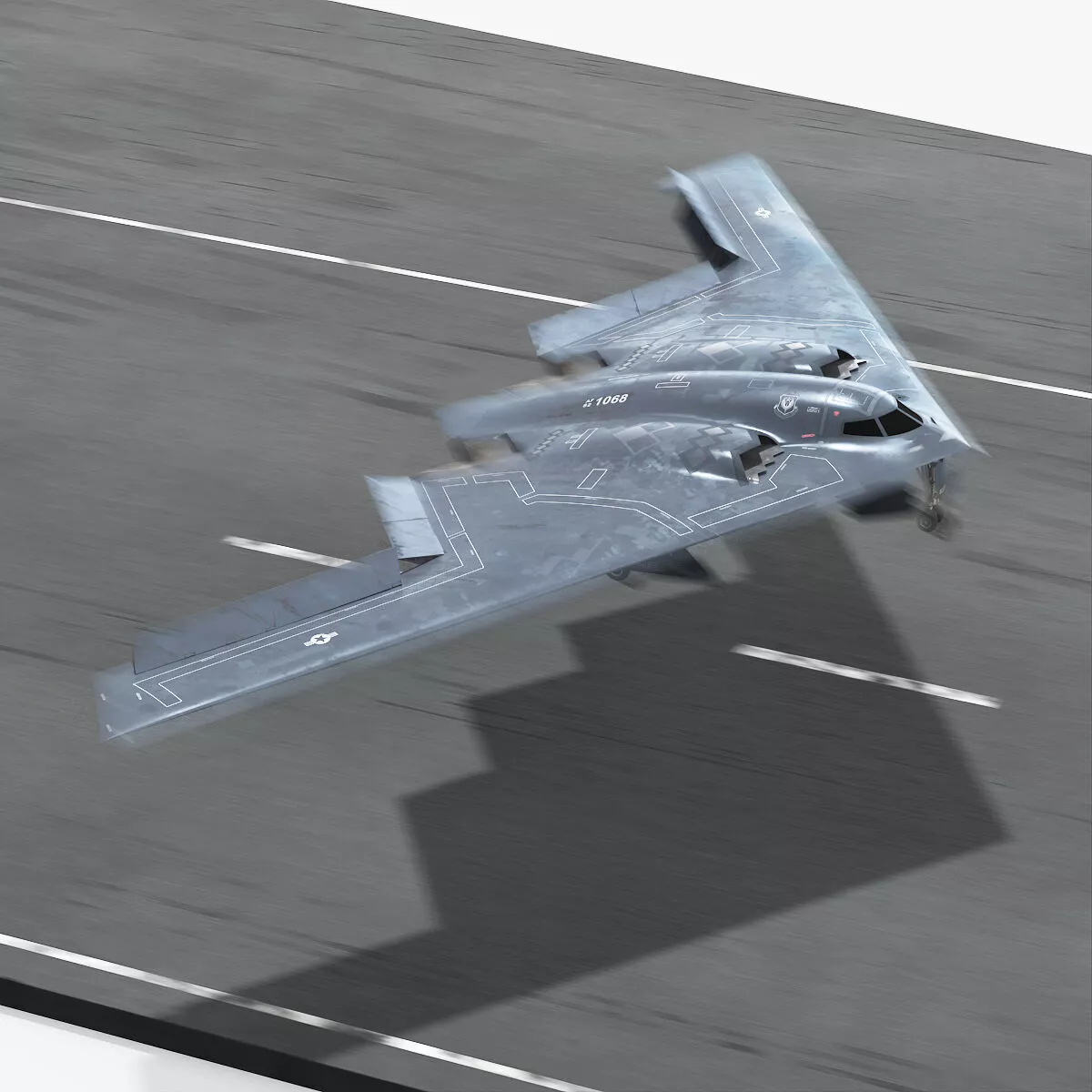 Bomber Jet B 2 Spirit Landing Animated Rigged 3D model