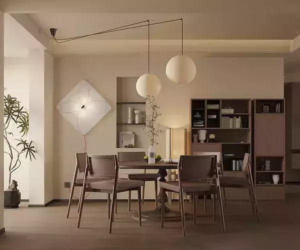 Wabi sabi Japanese Living Modern Japanese Living and Dining 3D model 5