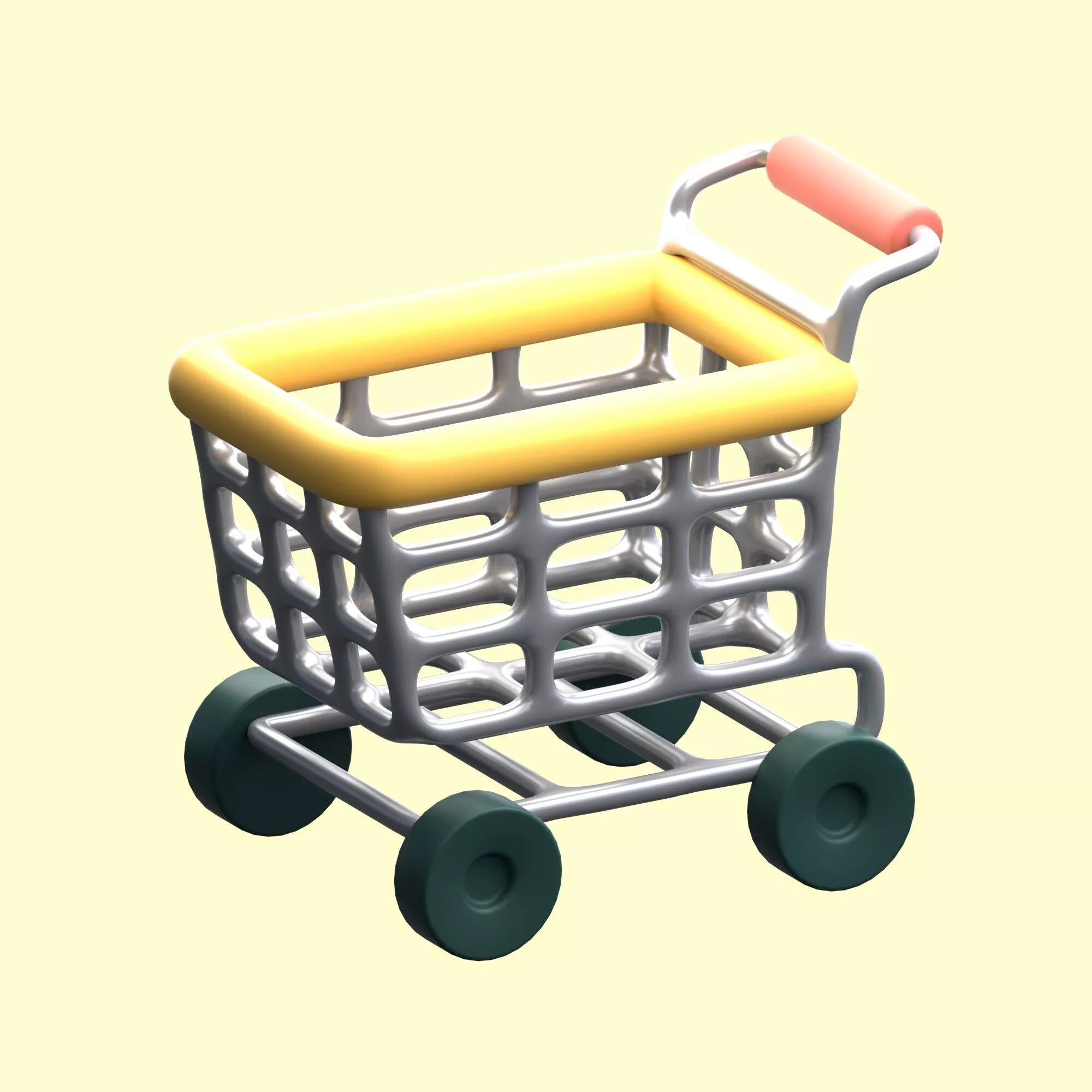 Minimalist 3D Shopping Cart Icon for Online Store Checkout 3D model