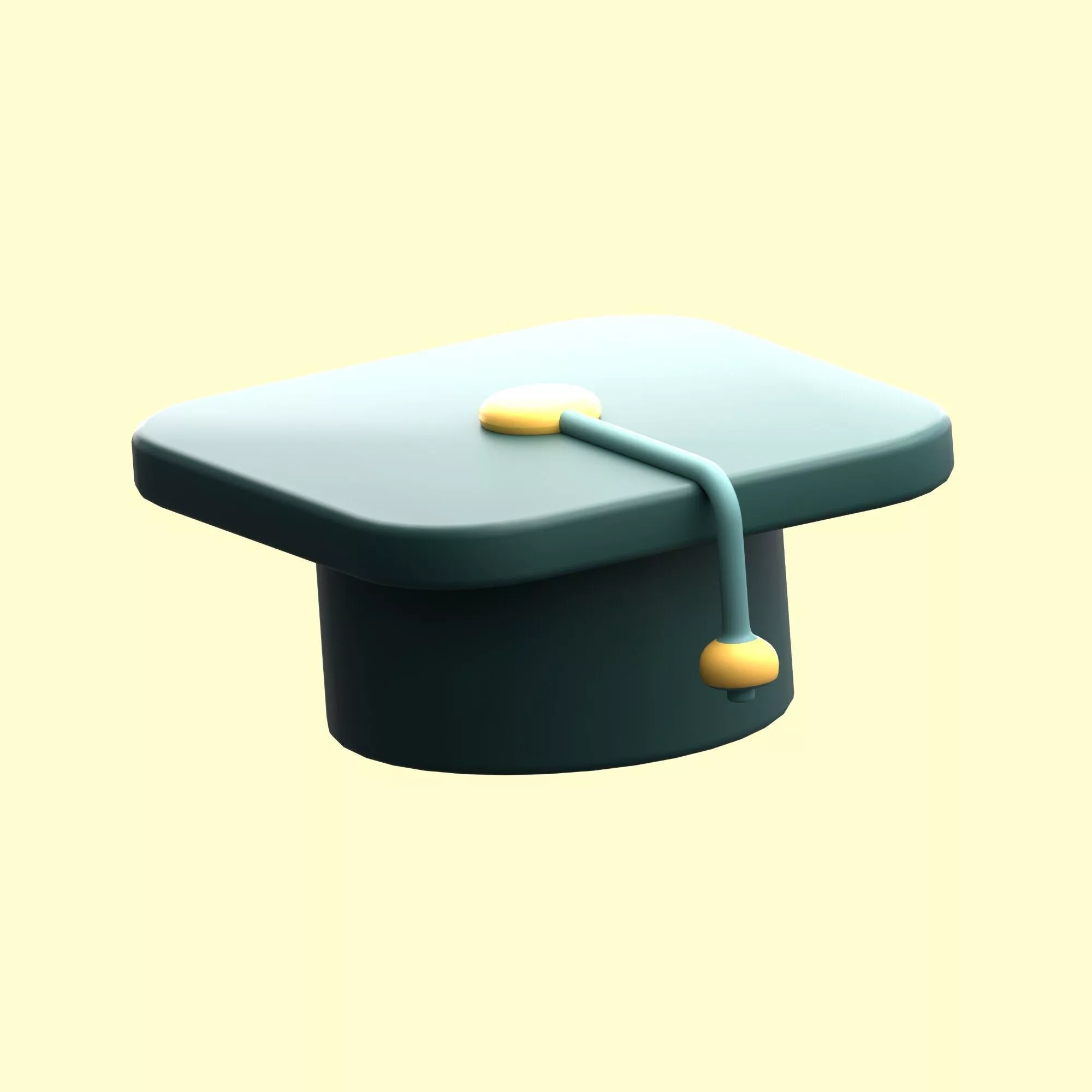3D Teal Graduation Cap Icon for Education and College Success 3D model