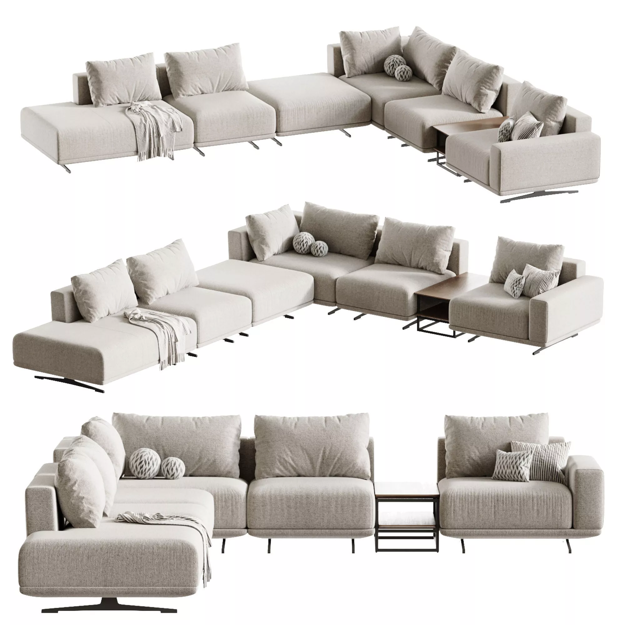 ZILLIS modular corner sofa 468 cm velour by skdesign 3D model