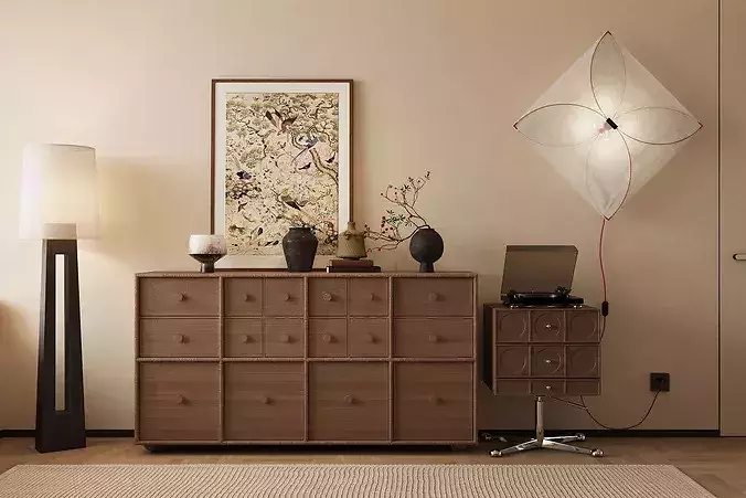 mid century modern Bedroom Vintage Bedroom Master Bedroom 3D model 4