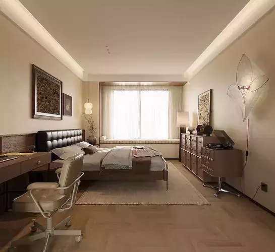 mid century modern Bedroom Vintage Bedroom Master Bedroom 3D model 5