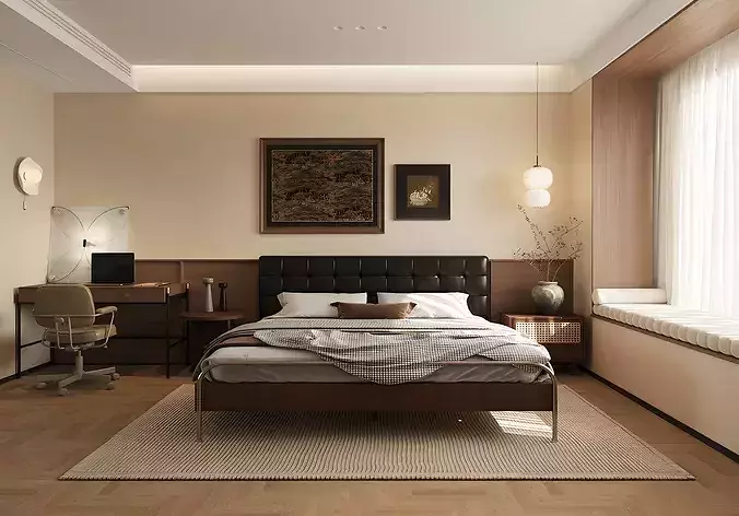 mid century modern Bedroom Vintage Bedroom Master Bedroom 3D model