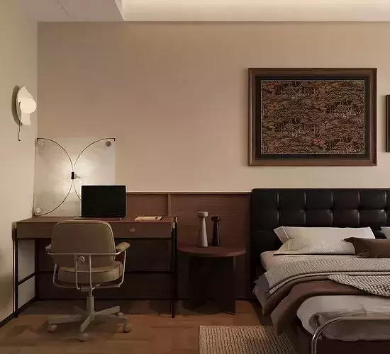 mid century modern Bedroom Vintage Bedroom Master Bedroom 3D model 2