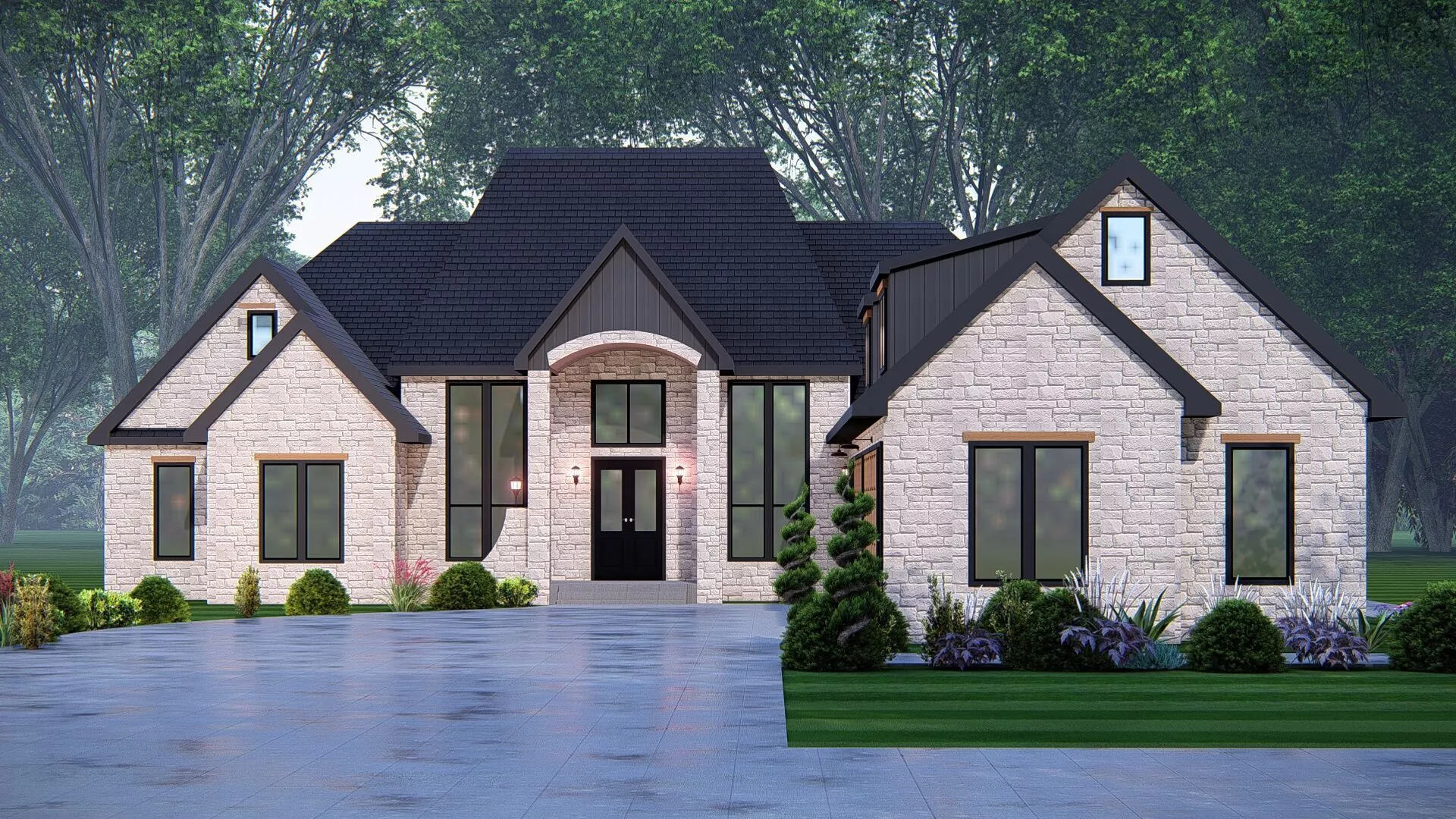 Modern Luxury Two Story Craftsman Home 4 Car Garage Exterior 3D model