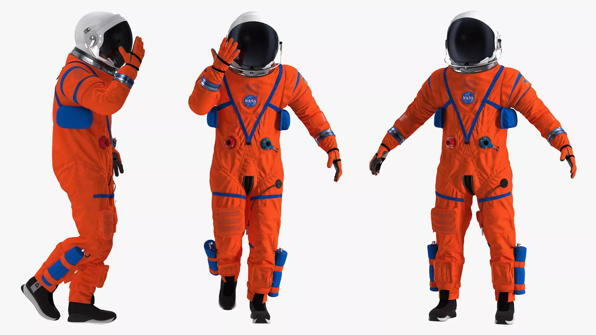 Astronaut in Advanced Crew Escape Space Suit Rigged for Maya 3D model