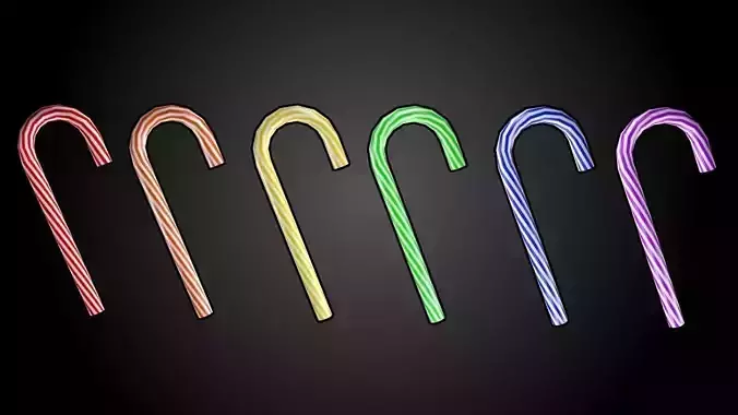 Candy Cane Asset Pack -- Game-Ready App Friendly Low-poly 3D model