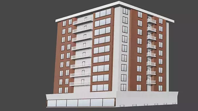 Modern Residential Apartment Building Commercial Architectural 3D model 3
