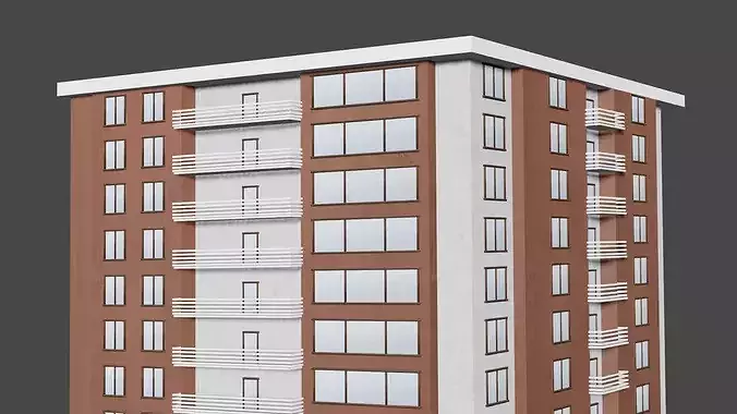 Modern Residential Apartment Building Commercial Architectural 3D model 6