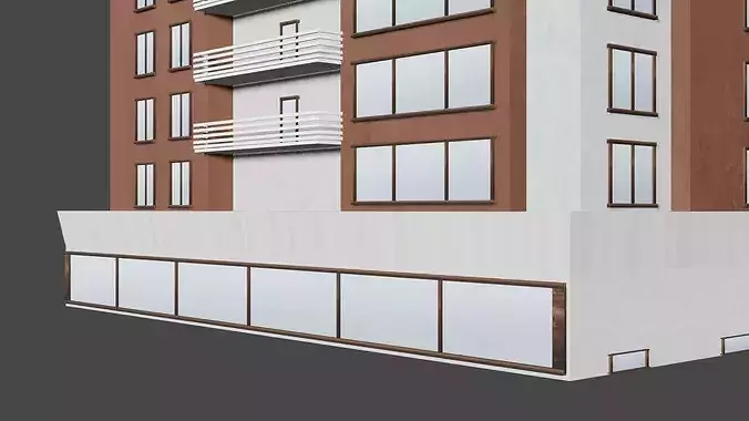 Modern Residential Apartment Building Commercial Architectural 3D model 7