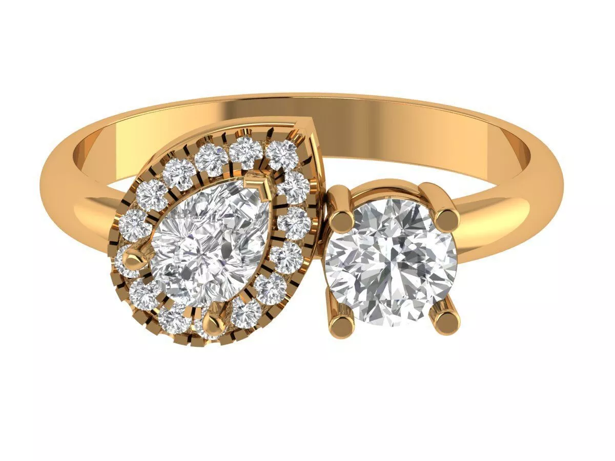 Pear Round Solitaire Ring 3D print model